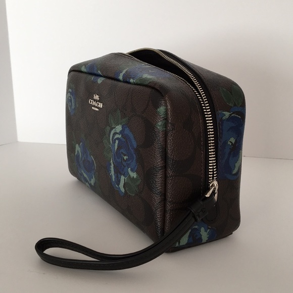 Coach Signature Jumbo Blue Floral Cosmetic Case - Picture 7 of 8